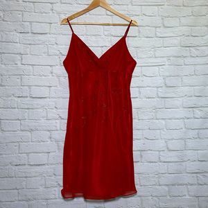 Valerie Stevens Elegant Mini Slip Red Dress Large